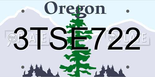 3TSE722 Oregon License Plate