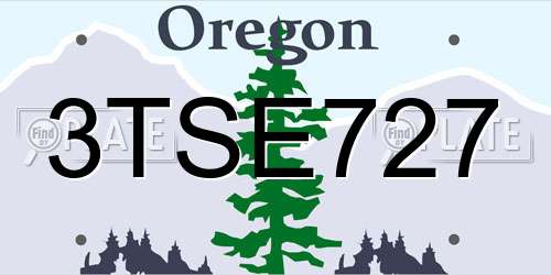 3TSE727 Oregon License Plate