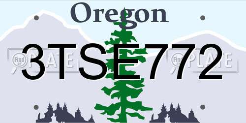 3TSE772 Oregon License Plate