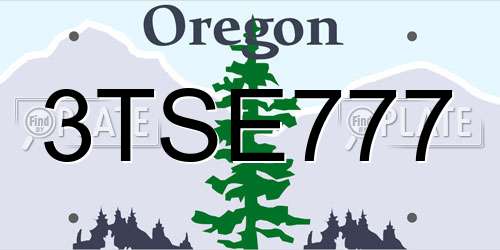 3TSE777 Oregon License Plate