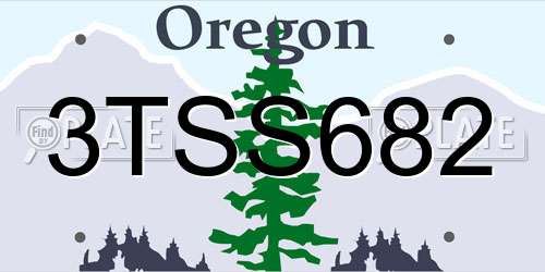 3TSS682 Oregon License Plate