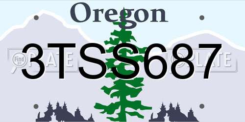 3TSS687 Oregon License Plate