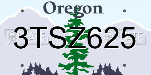 3TSZ625 Oregon License Plate