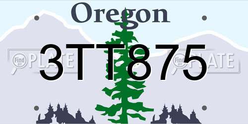 3TT875 Oregon License Plate