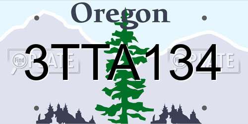 3TTA134 Oregon License Plate