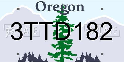3TTD182 Oregon License Plate