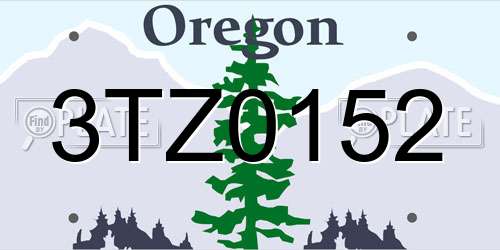 3TZ0152 Oregon License Plate