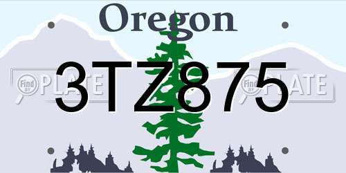 3TZ875 Oregon License Plate