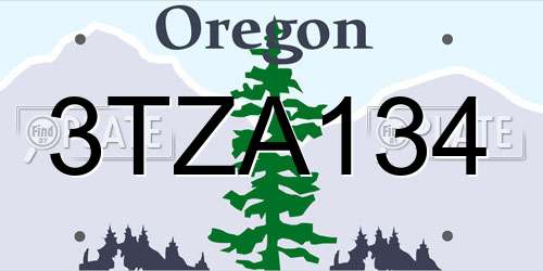3TZA134 Oregon License Plate
