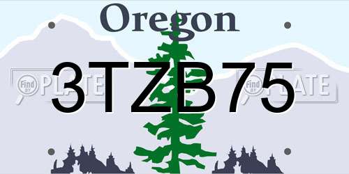 3TZB75 Oregon License Plate