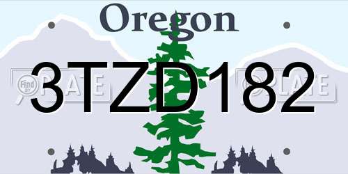 3TZD182 Oregon License Plate
