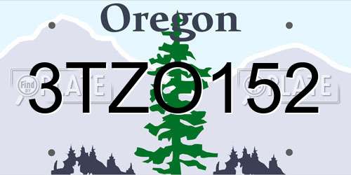 3TZO152 Oregon License Plate
