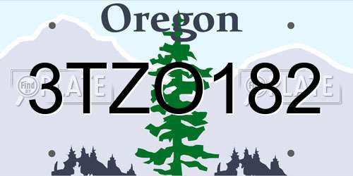 3TZO182 Oregon License Plate