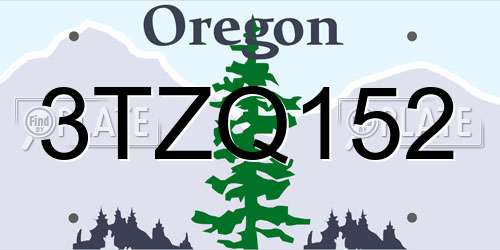 3TZQ152 Oregon License Plate