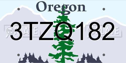 3TZQ182 Oregon License Plate