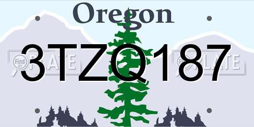 3TZQ187 Oregon License Plate