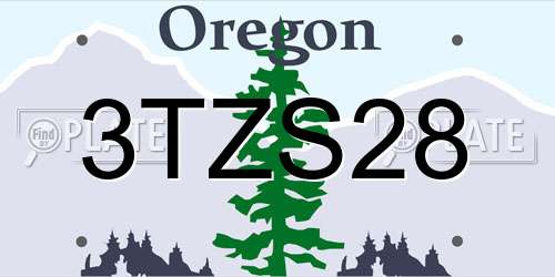 3TZS28 Oregon License Plate
