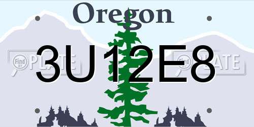 3U12E8 Oregon License Plate