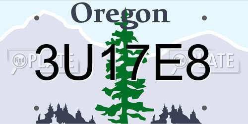 3U17E8 Oregon License Plate