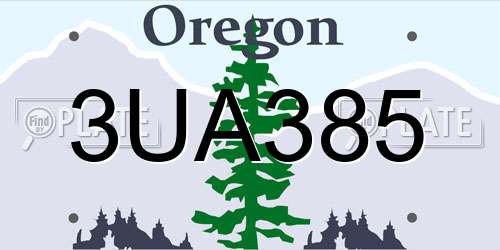 3UA385 Oregon License Plate