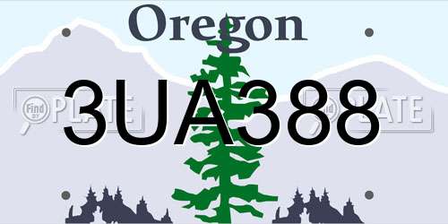 3UA388 Oregon License Plate