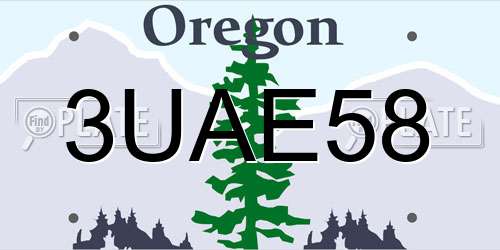 3UAE58 Oregon License Plate