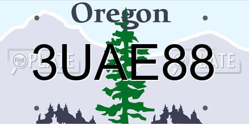 3UAE88 Oregon License Plate