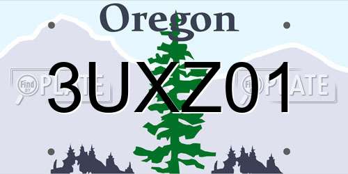 3UXZ01 Oregon License Plate