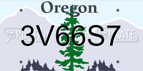 3V66S7 Oregon License Plate
