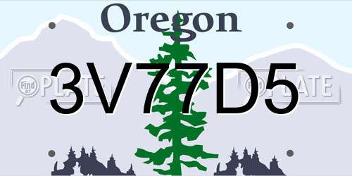 3V77D5 Oregon License Plate