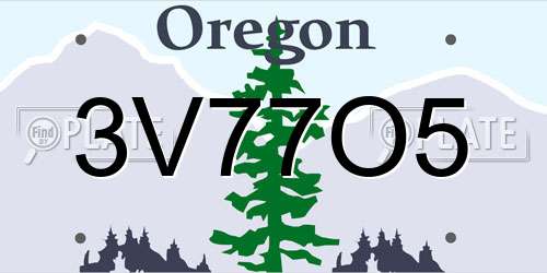 3V77O5 Oregon License Plate