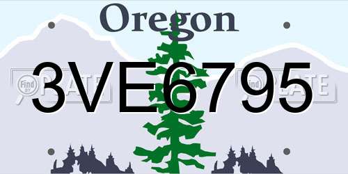3VE6795 Oregon License Plate