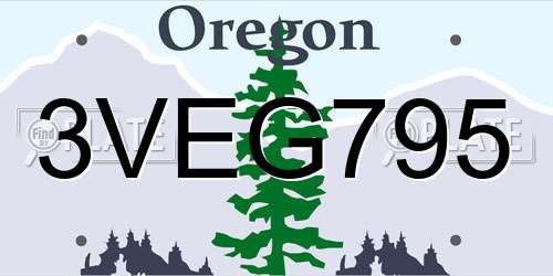 3VEG795 Oregon License Plate