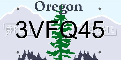 3VFQ45 Oregon License Plate