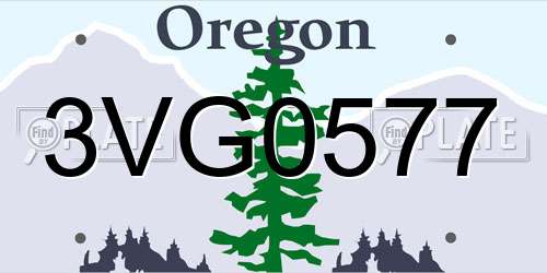 3VG0577 Oregon License Plate