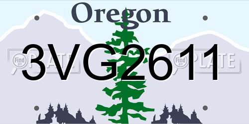 3VG2611 Oregon License Plate
