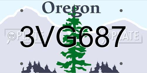 3VG687 Oregon License Plate