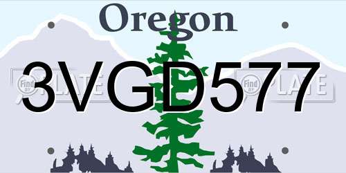 3VGD577 Oregon License Plate