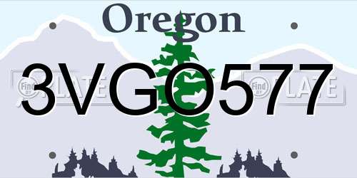 3VGO577 Oregon License Plate