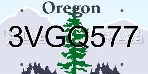 3VGQ577 Oregon License Plate