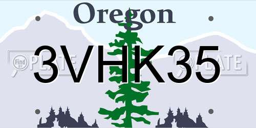 3VHK35 Oregon License Plate