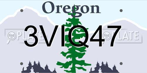 3VIQ47 Oregon License Plate