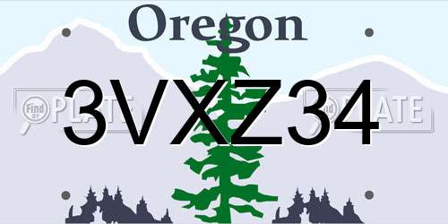 3VXZ34 Oregon License Plate