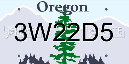 3W22D5 Oregon License Plate