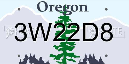 3W22D8 Oregon License Plate