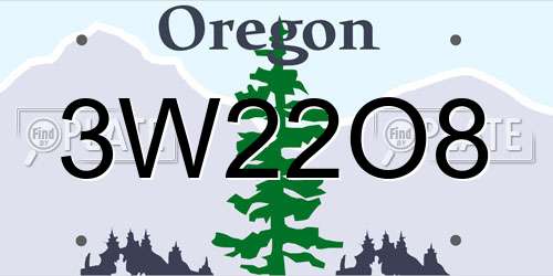 3W22O8 Oregon License Plate