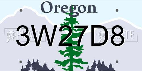 3W27D8 Oregon License Plate