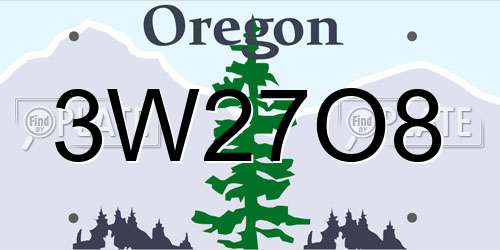 3W27O8 Oregon License Plate