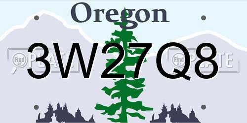 3W27Q8 Oregon License Plate