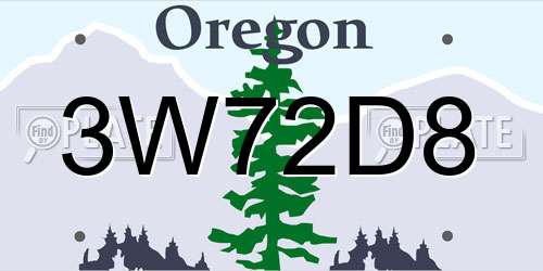 3W72D8 Oregon License Plate